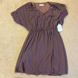 NWT empire waist dress with lacy sleeves